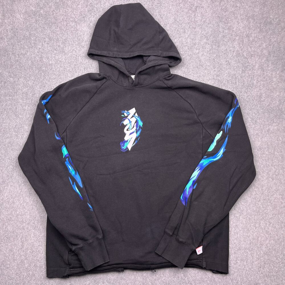 Jordan Zion Graphic Fleece Pullover Hoodie Unisex Medium Black Sweatshirt
